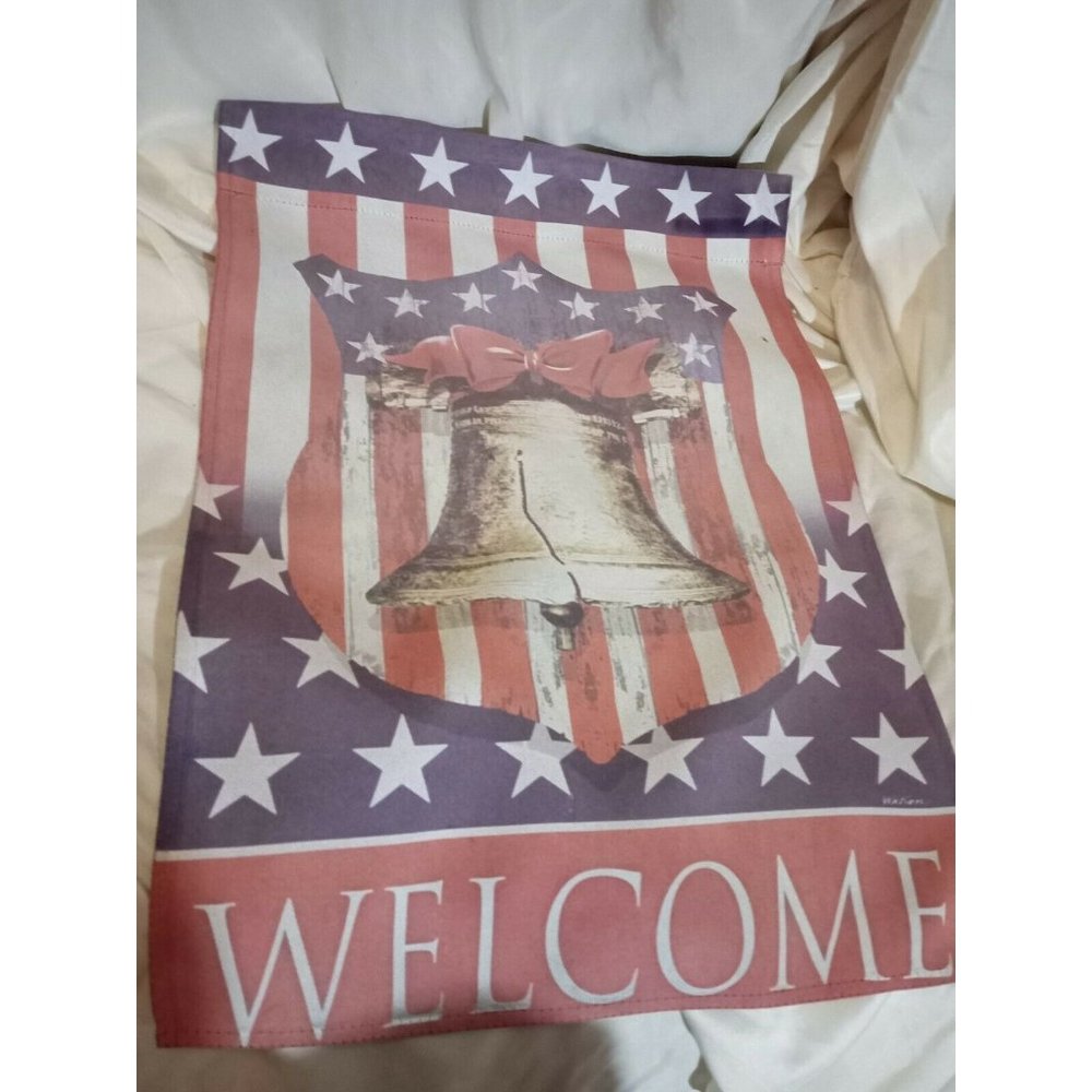 Garden Yard Flag American Liberty Bell Heart Patriotic 12" x 18” USA July 4th